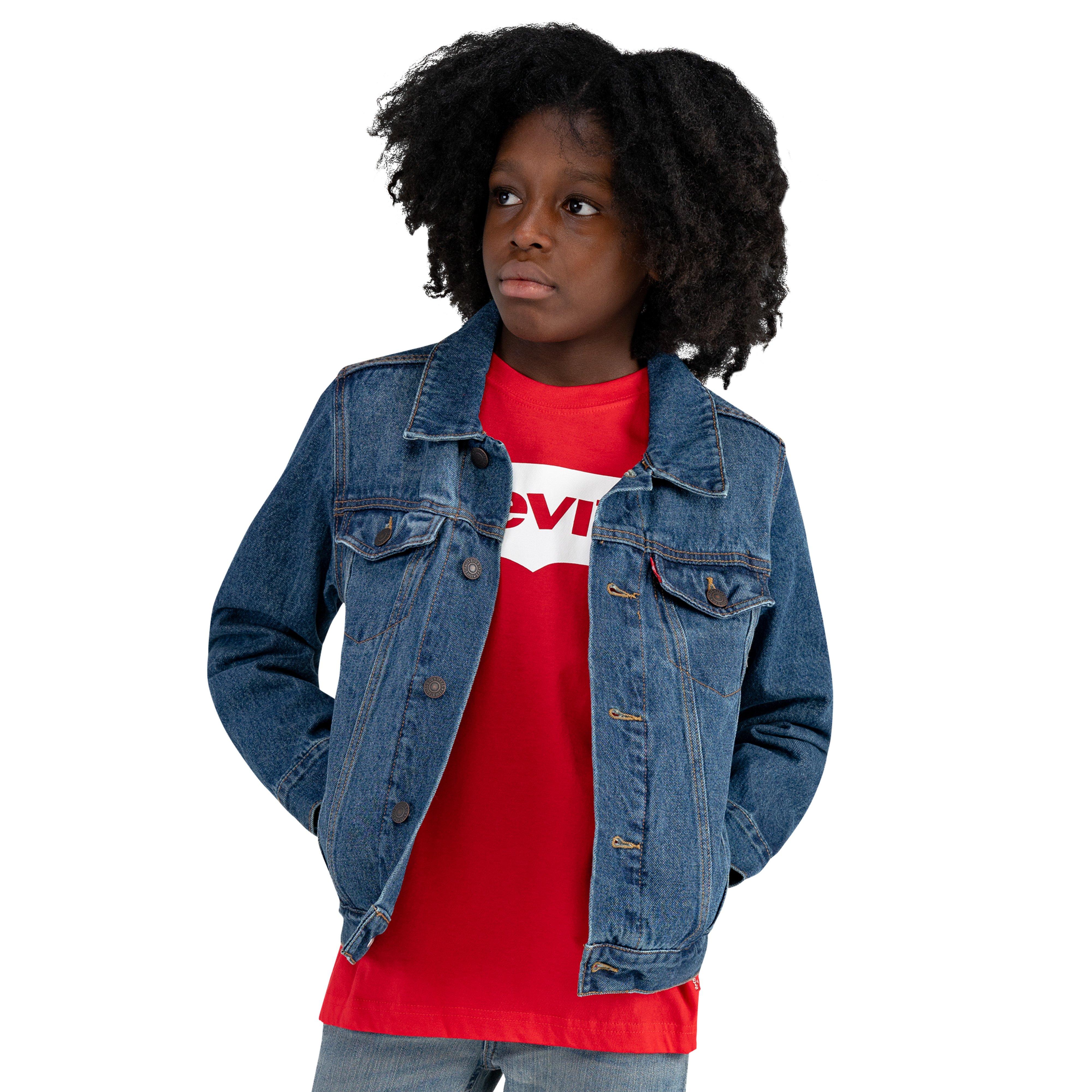 Levi's Big Boys' Trucker Style Dark Blue Wash Denim Jacket - BLUE